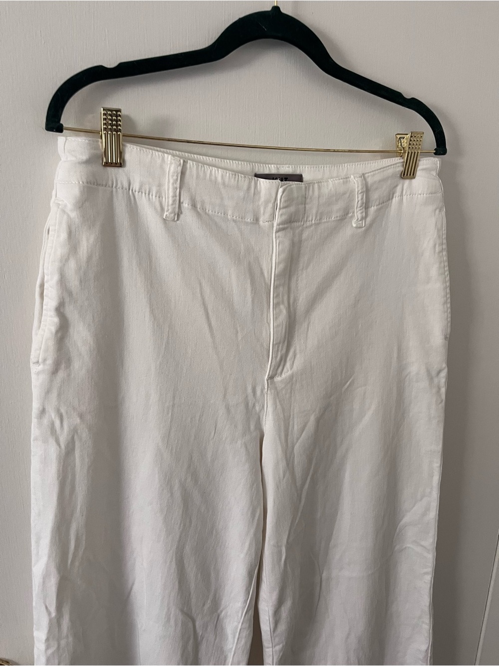 KUT From The KLOTH Jeans Meg Wide Leg White Twill Stretch Pants Size 10 - Picture 2 of 15